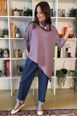 Bowie Asymmetric Turtle Neck Ribby Knit Dewberry